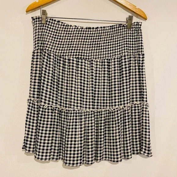 Hippie Rose Skirt Black & White Check XL Elastic waist New no tags - Picture 11 of 14
